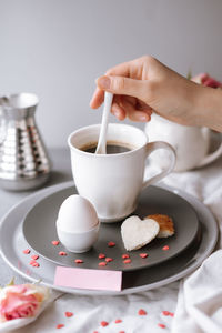 Close-up of coffee cup on table