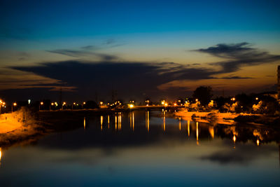 Scenic view of sea against sky at night