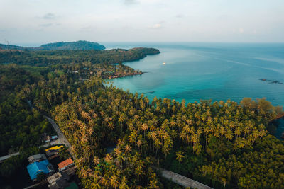 High angle view of sea against sky