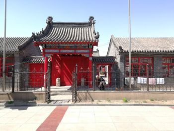 View of temple building against clear sky