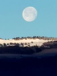 Scenic view of landscape against clear sky at night