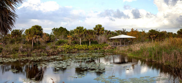 Scenic view of lake against sky