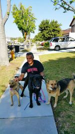 Portrait of man with dog