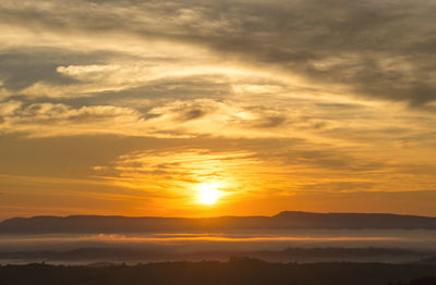 Scenic view of dramatic sky during sunset