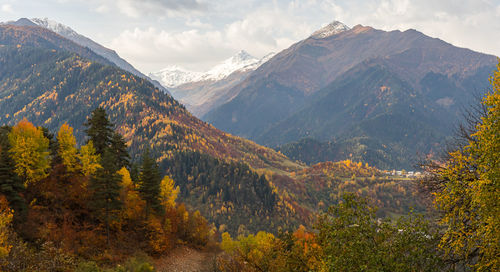 Scenic view of mountains against sky