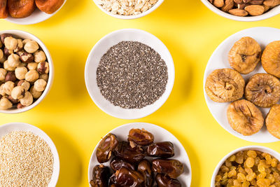 High angle view of breakfast on table