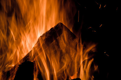 Close-up of bonfire at night