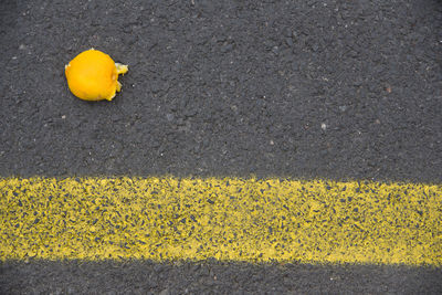High angle view of orange on road