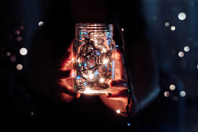 Close-up of illuminated lamp