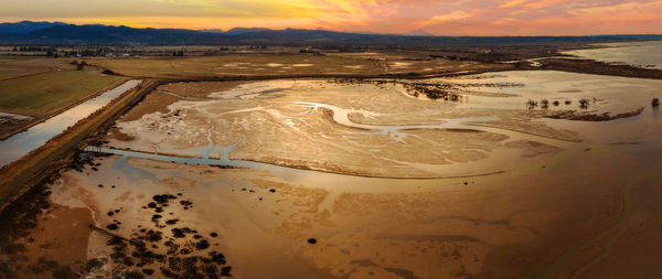 View of the skagit river delta. the skagit river runs from high in the cascades to puget sound. 