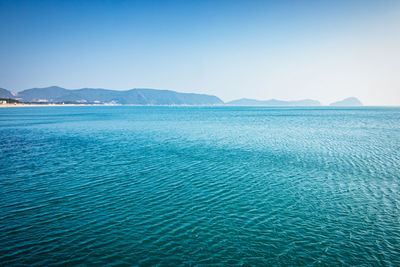 Scenic view of sea against clear sky