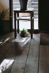 Empty table and chairs at home