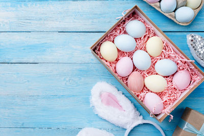 Directly above shot of eggs on table