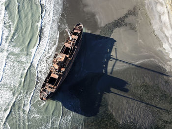 High angle view of boat in sea