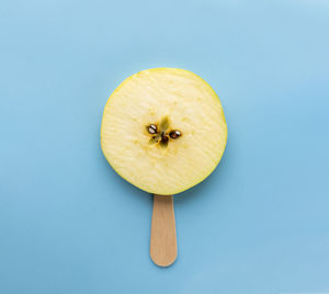 Round piece of apple on an ice cream stick