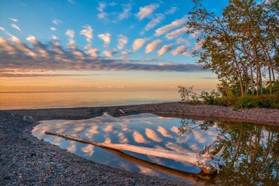 Scenic view of sea against dramatic sky