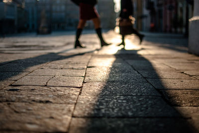 Low section of people walking outdoors