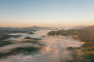 Scenic view of mountains against clear sky