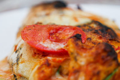 Close-up of pizza on plate