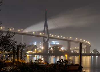 View of suspension bridge at night