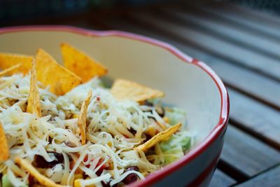 Close-up of salad with tortillas