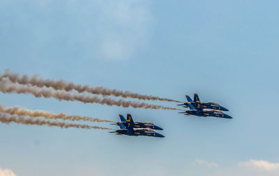 Airplane flying against sky