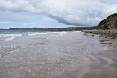 Scenic view of beach against sky