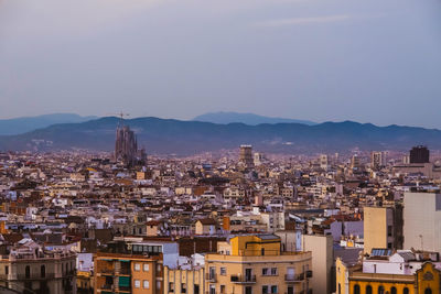 High angle view of townscape against sky