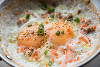 High angle view of breakfast served in bowl