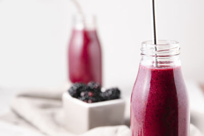 Close-up of drink served on table