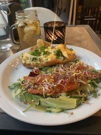 High angle view of meal served in plate