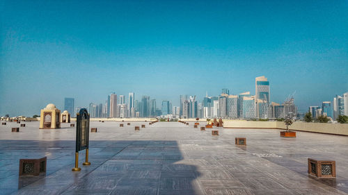 Beautiful qatar with the clear blue skies and skyscrapers view. 