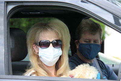 Portrait of friends in car