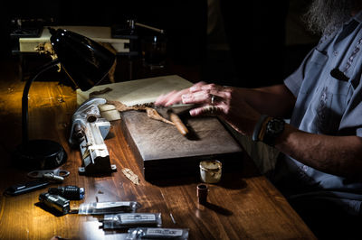 Man working on table