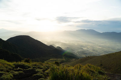 Scenic view of mountains against sky