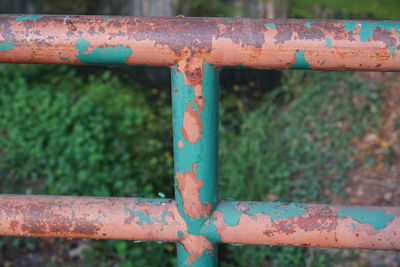 Close-up of rusty metal fence