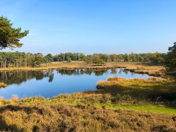 Scenic view of lake against sky