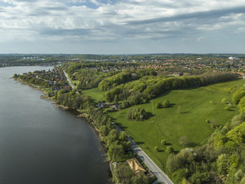 Aerial photo of residential area in skanderborg, denmark