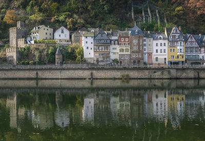 Reflection of buildings in lake