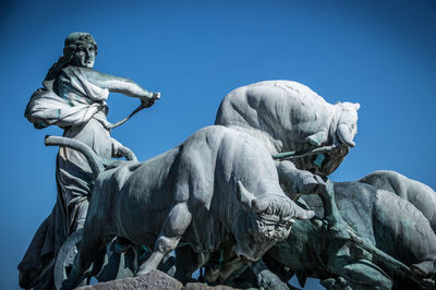 Low angle view of statue against clear sky