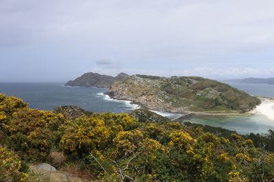 Scenic view of beach and sea against sky