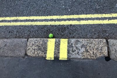 High angle view of ball on road