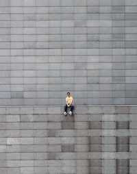 High angle view of people walking on street