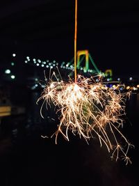 Firework display at night