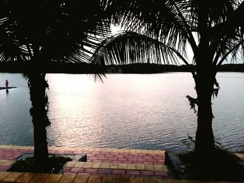 Scenic view of sea against sky at sunset