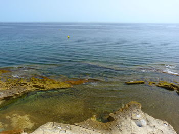Scenic view of sea against clear sky