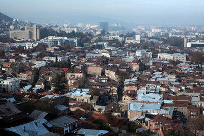 High angle view of townscape against sky