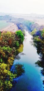 High angle view of lake against sky