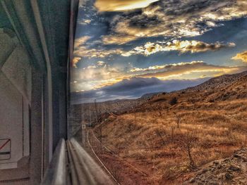 Train passing through window