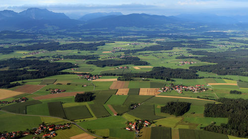 High angle view of green landscape in bavaria